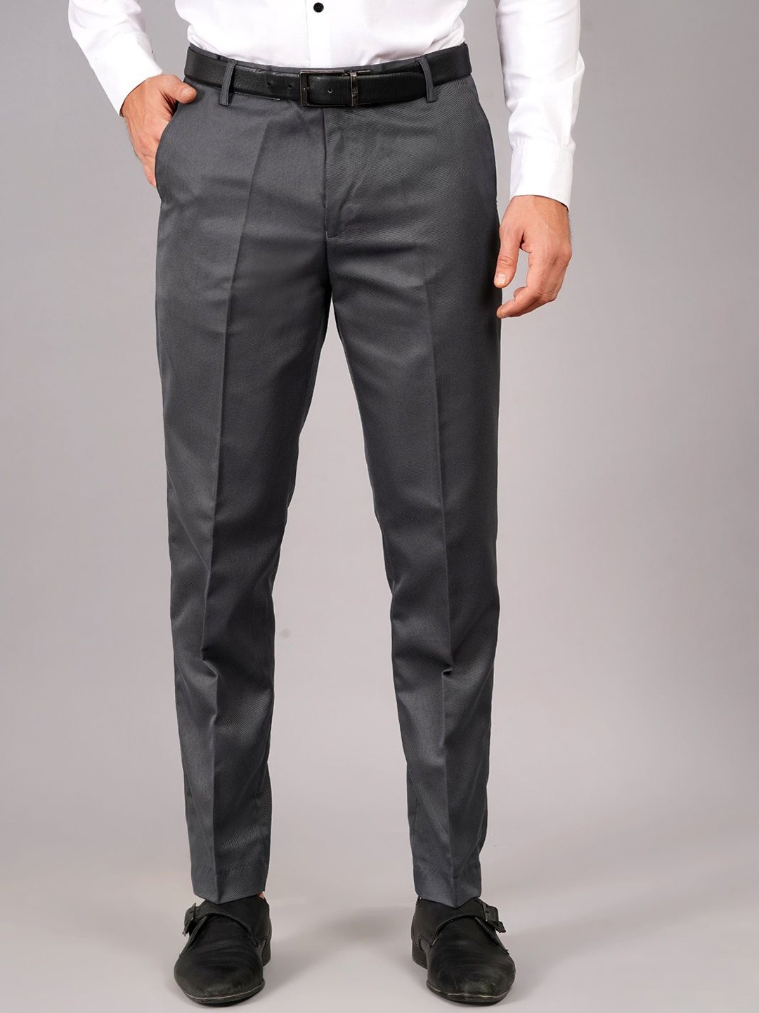 

GLAUCUS Men Easy Wash Trousers, Charcoal