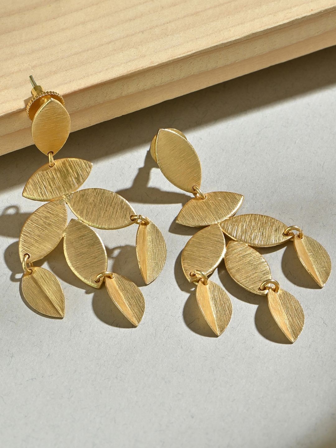 

Fida Leaf Shaped Drop Earrings, Gold