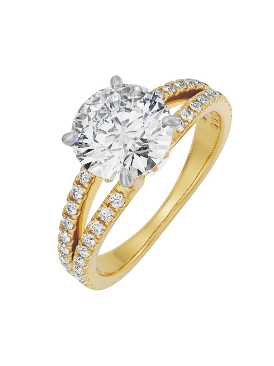 

Emori Split Band Round Engagement Ring, Gold