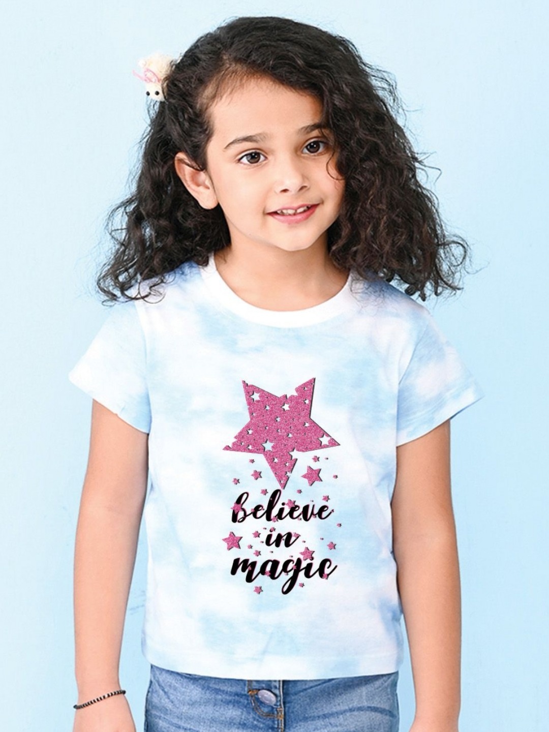 

NUSYL Girls Printed T-shirt, Blue