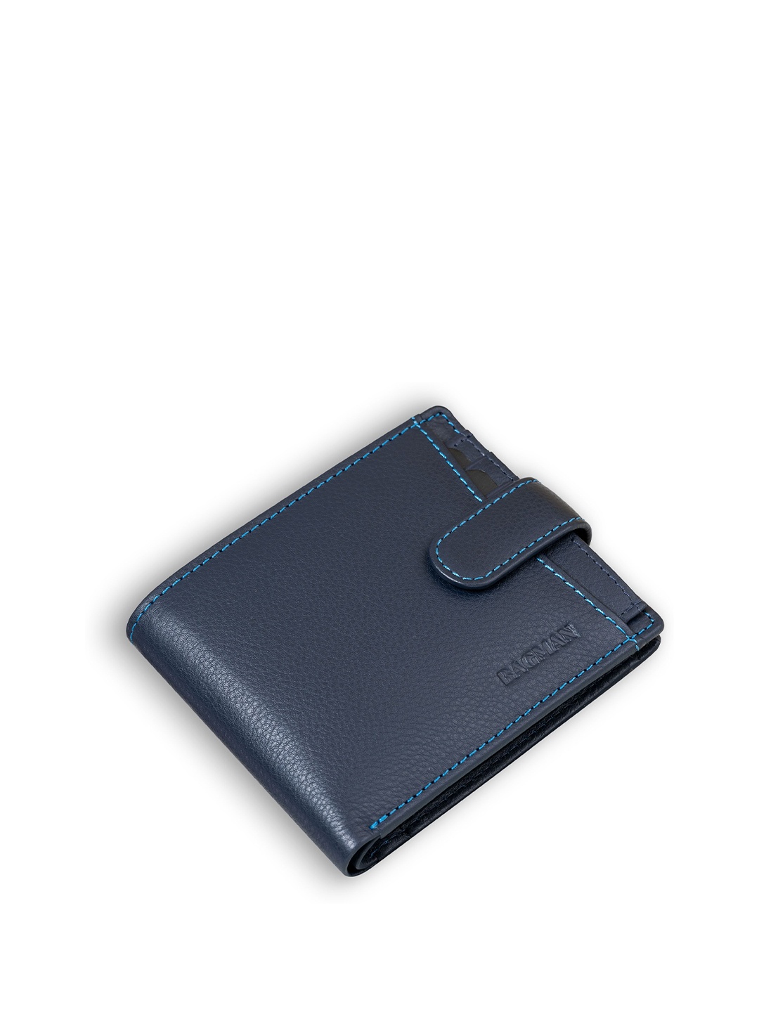 

BAGMAN Men Leather Two Fold Wallet, Blue