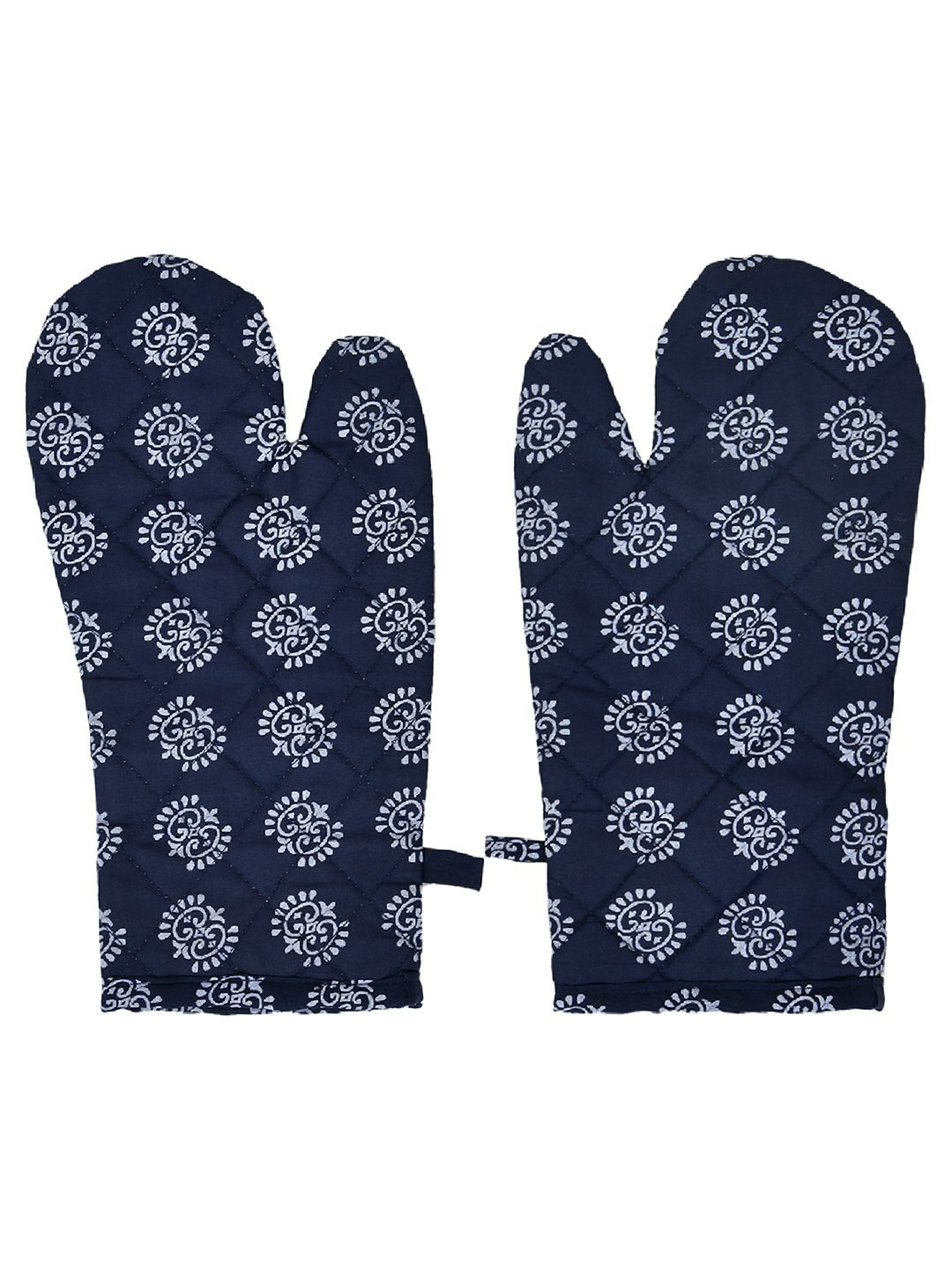 

Kuber Industries 2-Pcs Blue Printed Hanging LoopOvenMitts