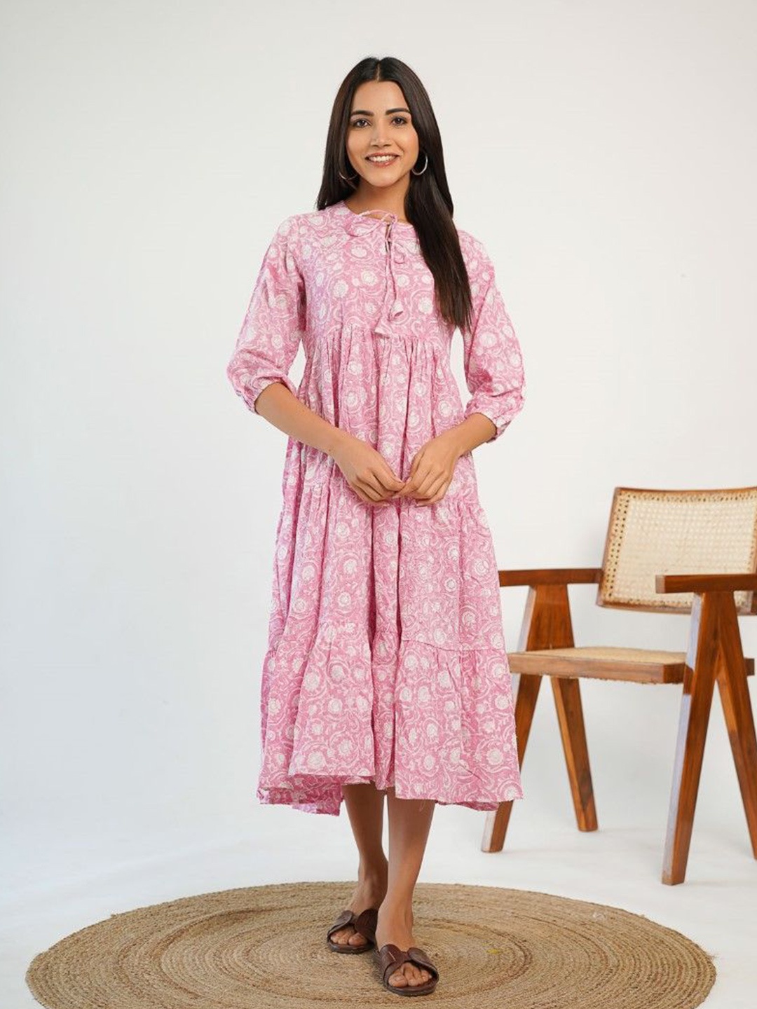 

GOODHAND Floral Print Maxi Dress, Pink