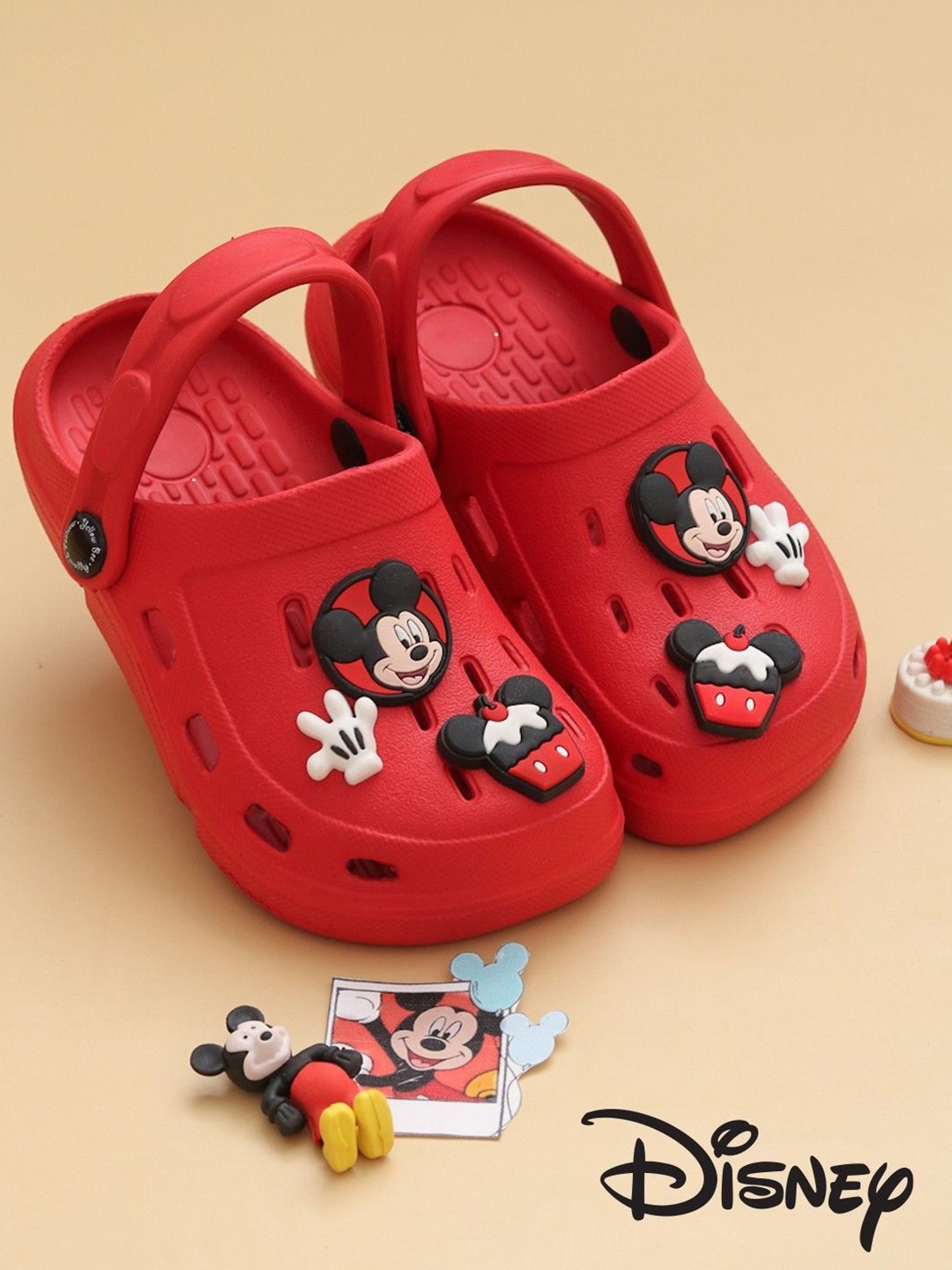 

Yellow Bee Boys Printed Disney Mickey Mouse Red Clogs
