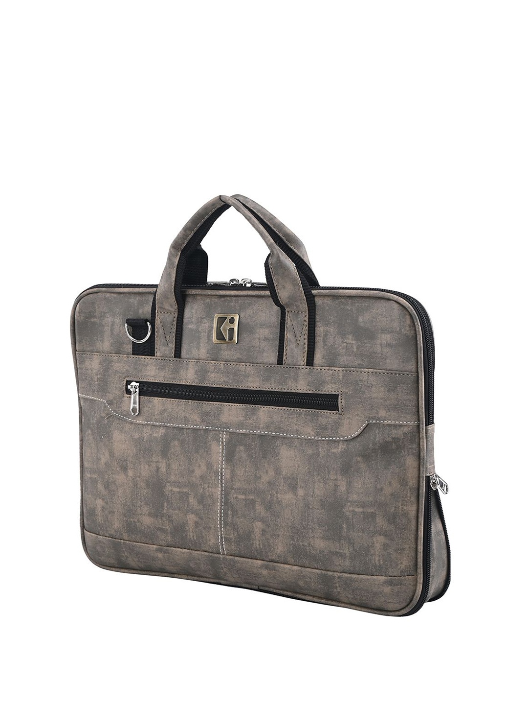 

Kuber Industries Unisex Leather Adjustable Strap 2 Compartment Office Laptop Bag, Brown