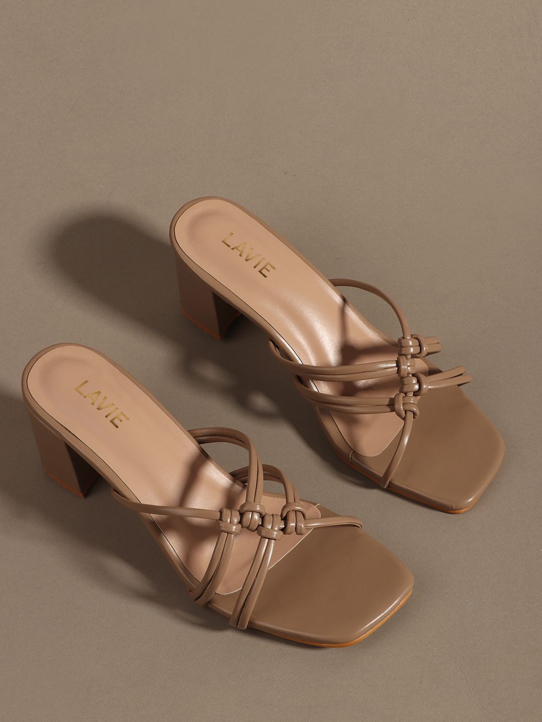 

Lavie Party Block Sandals with Tassels, Beige