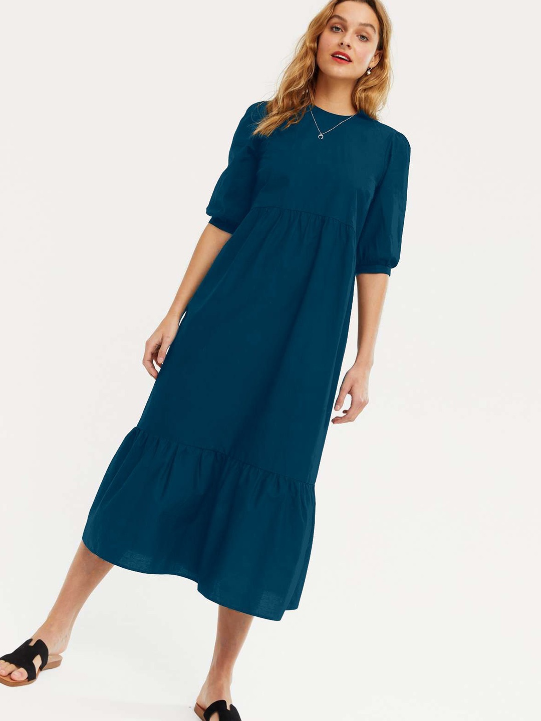 

Jash Creation Applique Crepe Fit & Flare Maxi Dress, Blue