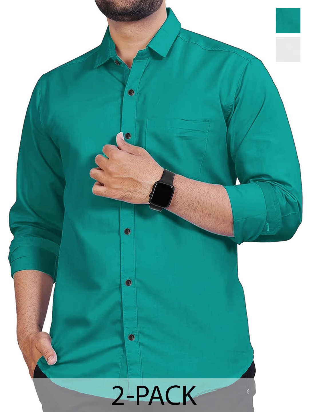 

Vida Loca Men Slim Fit Opaque Casual Shirt, Turquoise blue