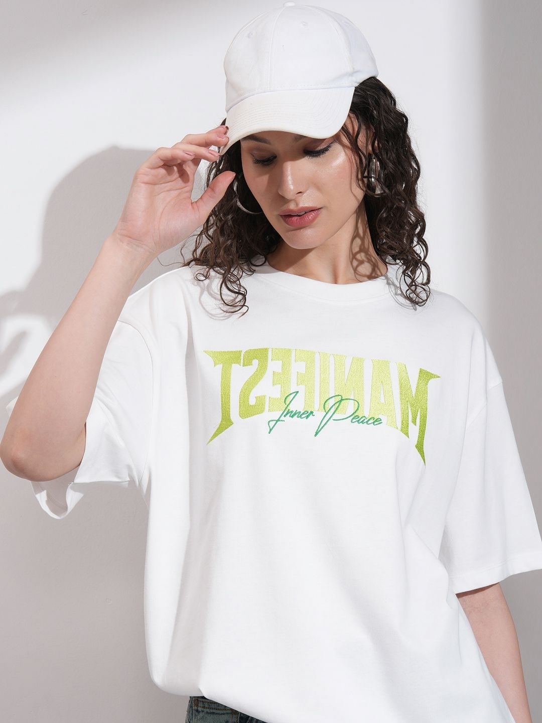 

Basics By Tokyo Talkies Women Drop-Shoulder Sleeves T-shirt, White