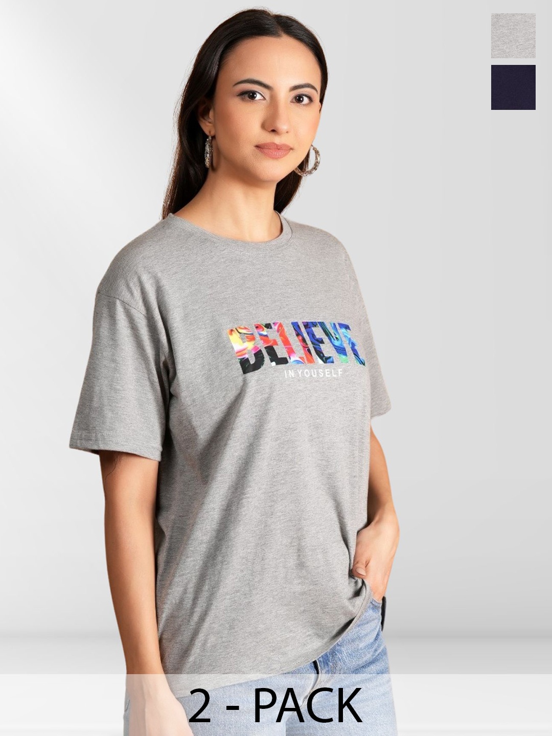 

BAESD Women Typography 2 Printed Applique T-shirt, Multi