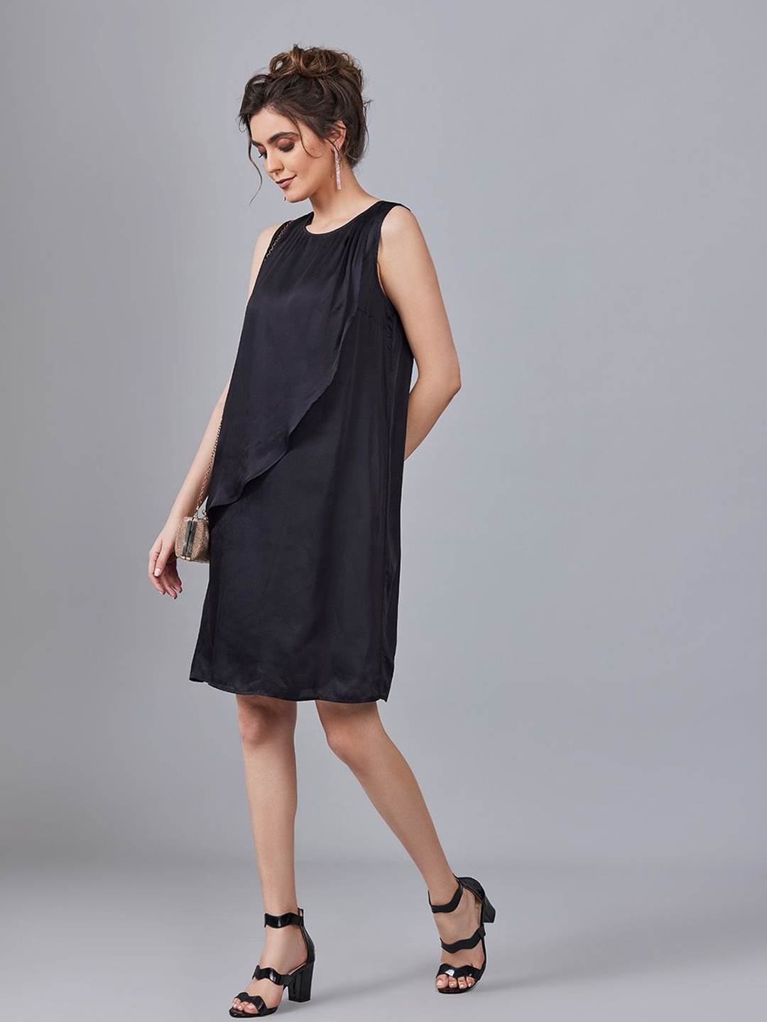 

B77 Satin A-Line Dress, Black
