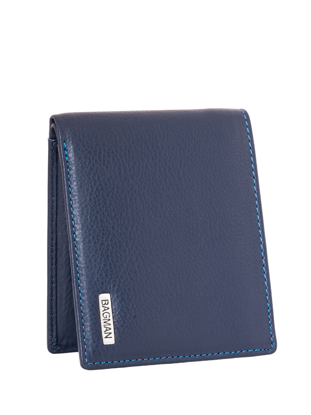 

BAGMAN Men Leather Two Fold Wallet, Blue