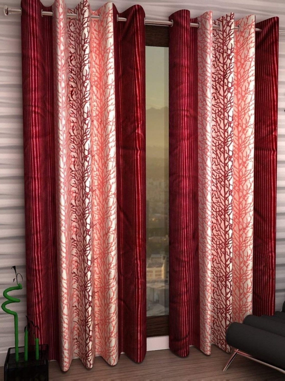 

Galaxy Home Decor Maroon Set of 2 Long Door Curtain