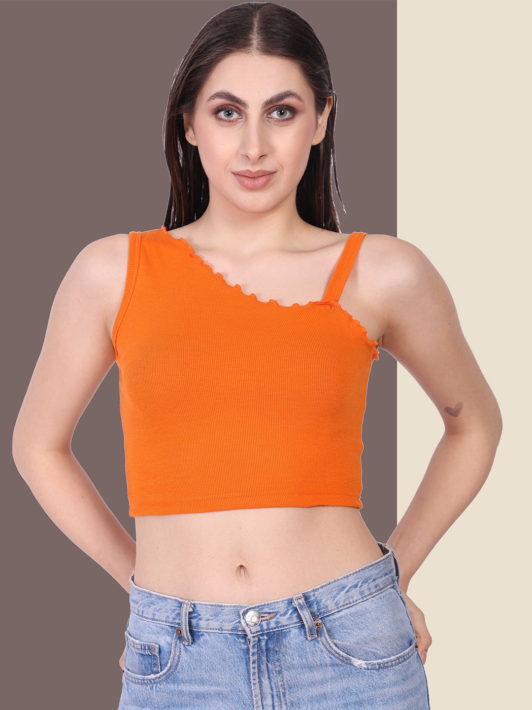 

Mast & Harbour Cotton Crop Top, Orange