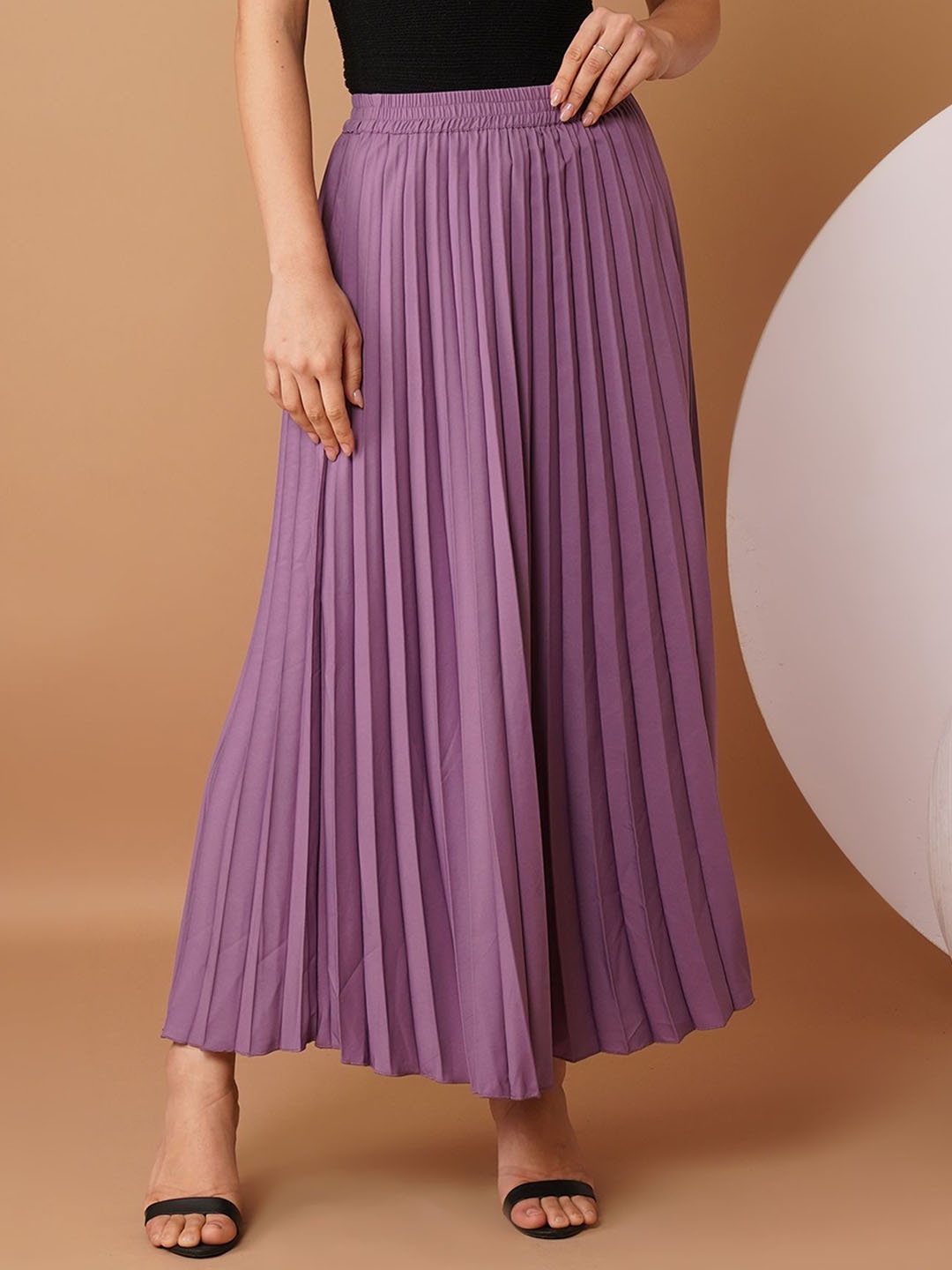 

Chemistry Pleated Flared Maxi Skirt, Purple