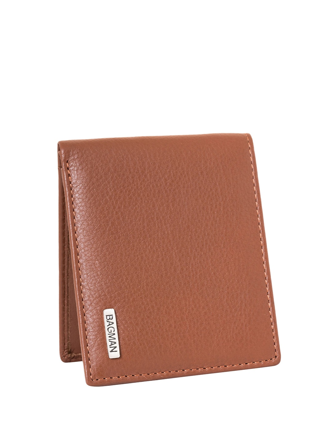 

BAGMAN Men Leather Two Fold Wallet, Tan