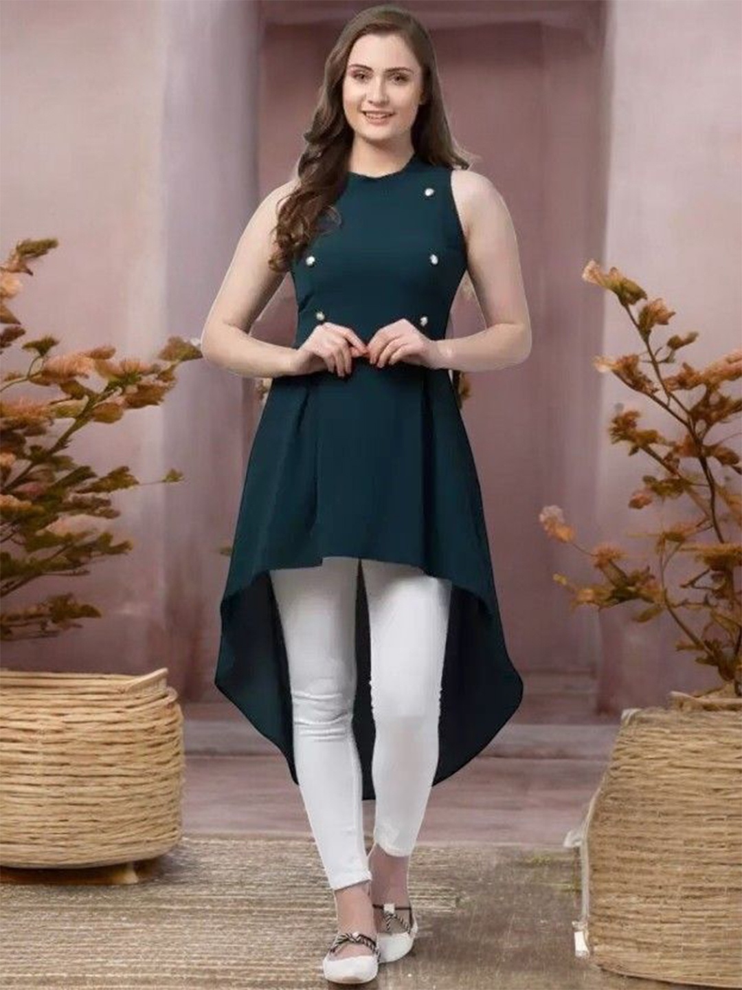 

IUGA High-Low Longline Top, Green