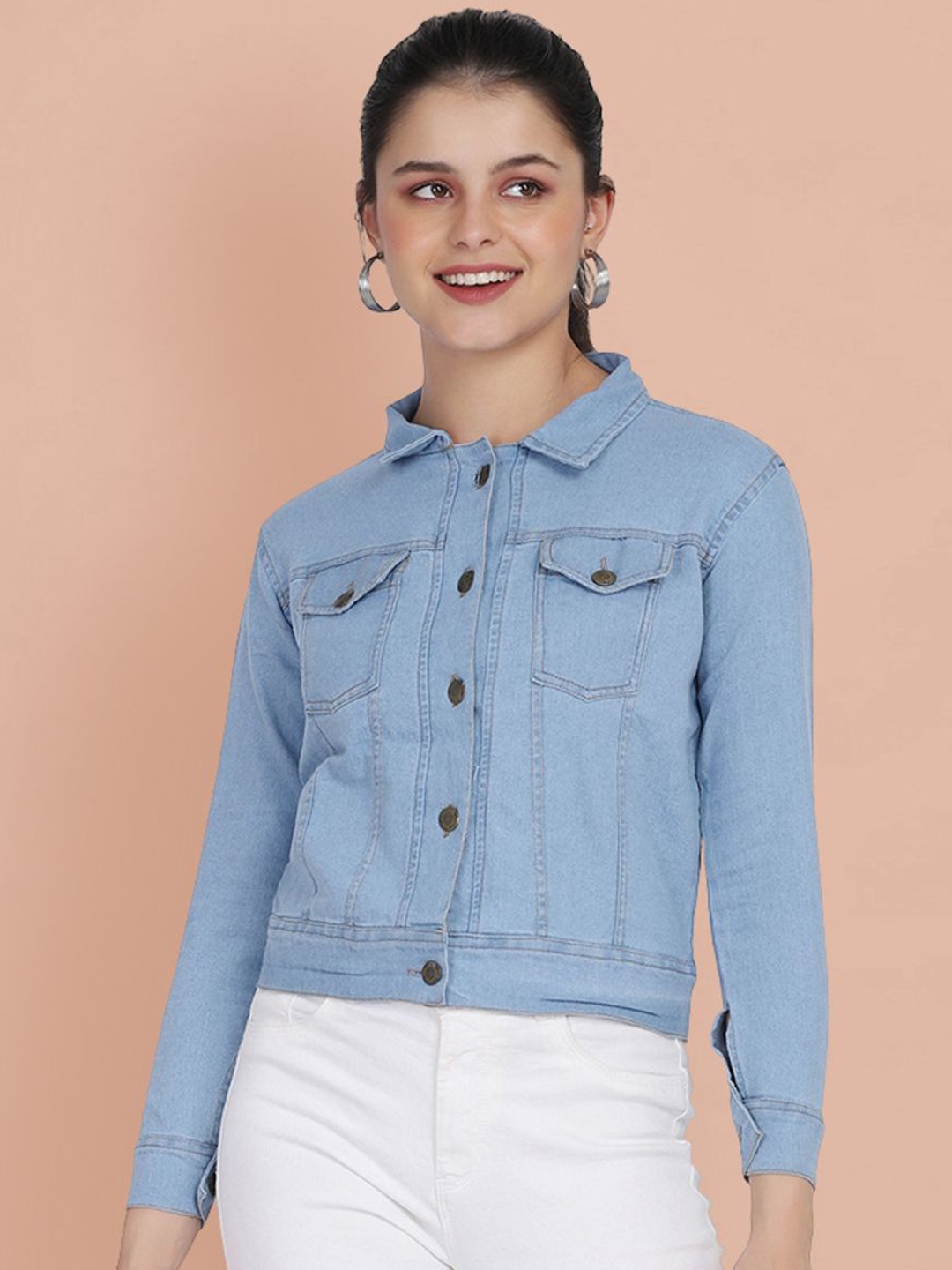

DIMPY GARMENTS Women Lightweight Denim Jacket, Blue