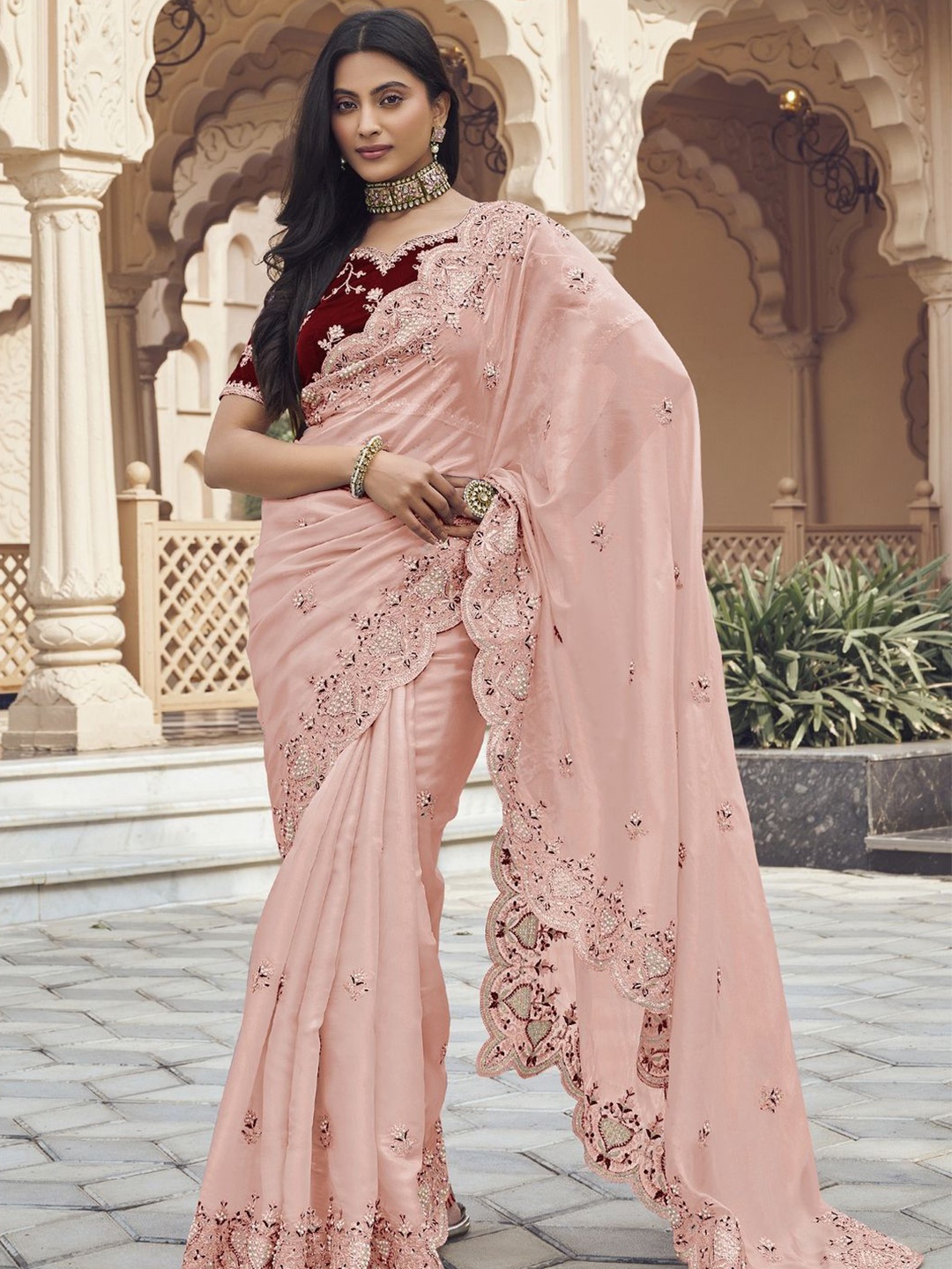 

Suha Art Silk Saree, Peach