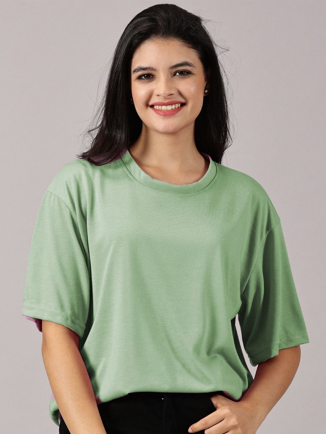 

The Roadster Lifestyle Co Cotton Short Sleeves Oversized T-Shirt, Green