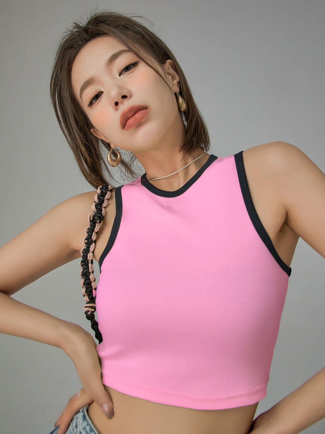 

Istyle Can Tank Crop Top, Pink