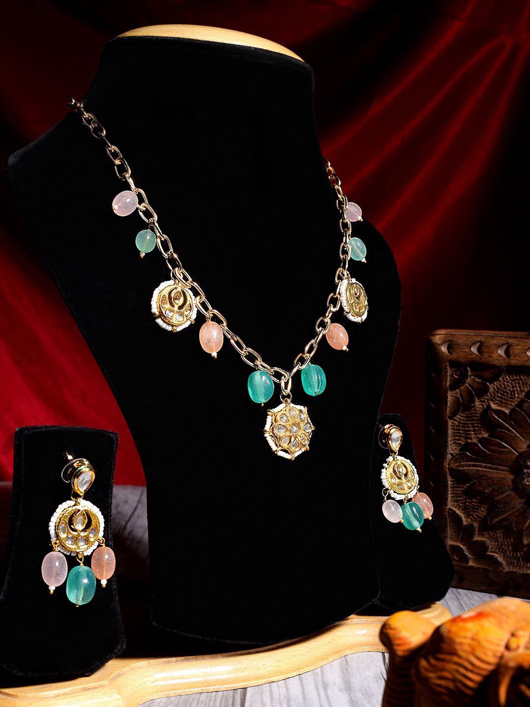 

AARSEE OFFICIAL 22KT Gold-Plated Kundan-Studded Jewellery Set