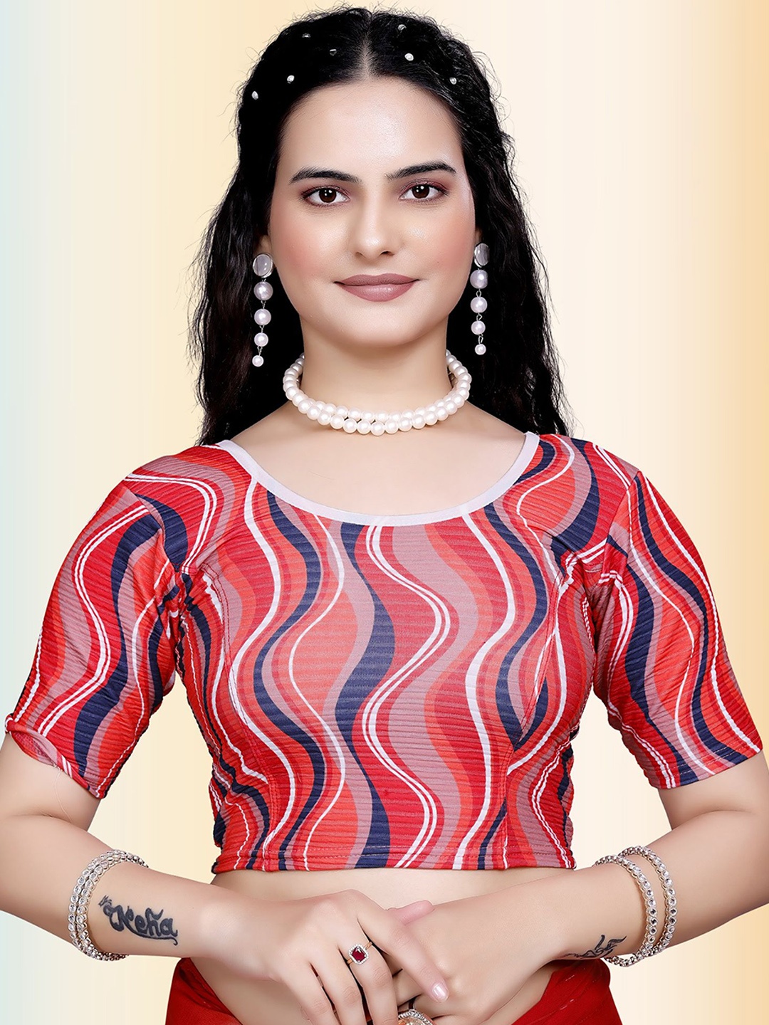 

TANISHM FEB TEX Printed Cotton Saree Blouse, Maroon