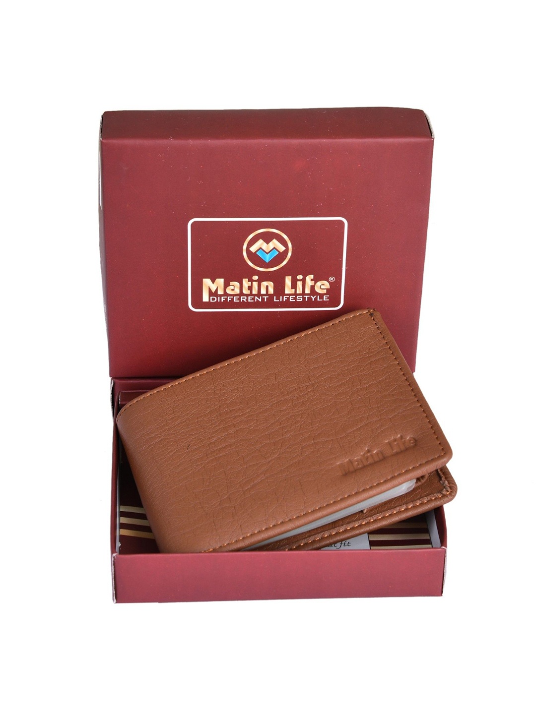 

MATIN LIFE Men PU 10 card holders Two Fold Wallet, Tan