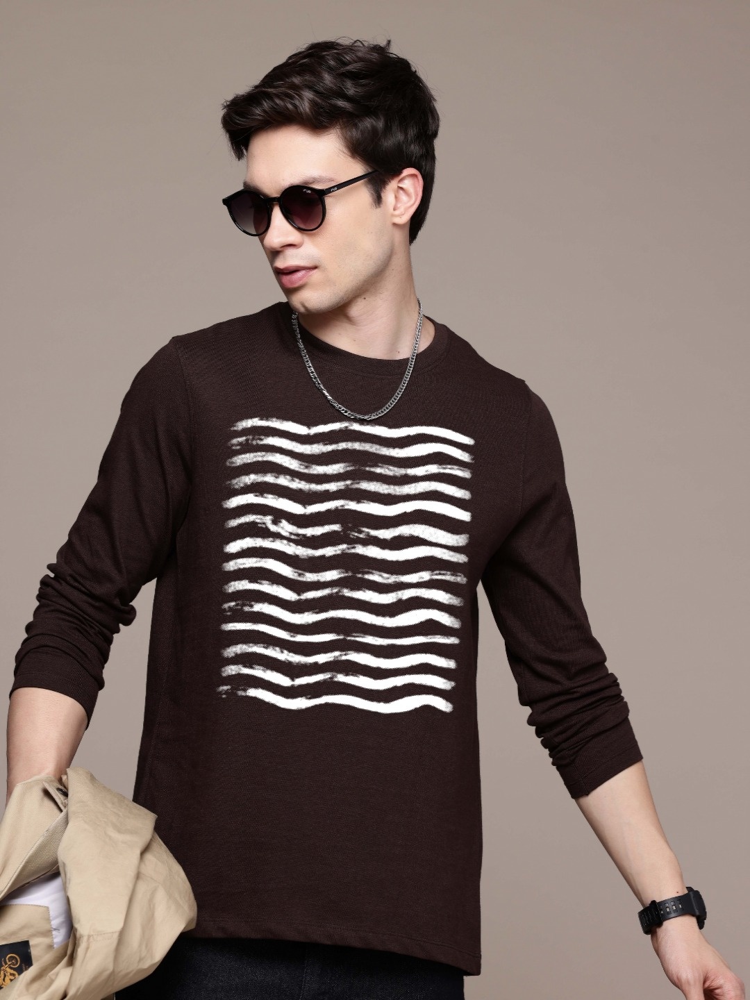 

Moda Rapido Men Printed T-shirt, Coffee brown