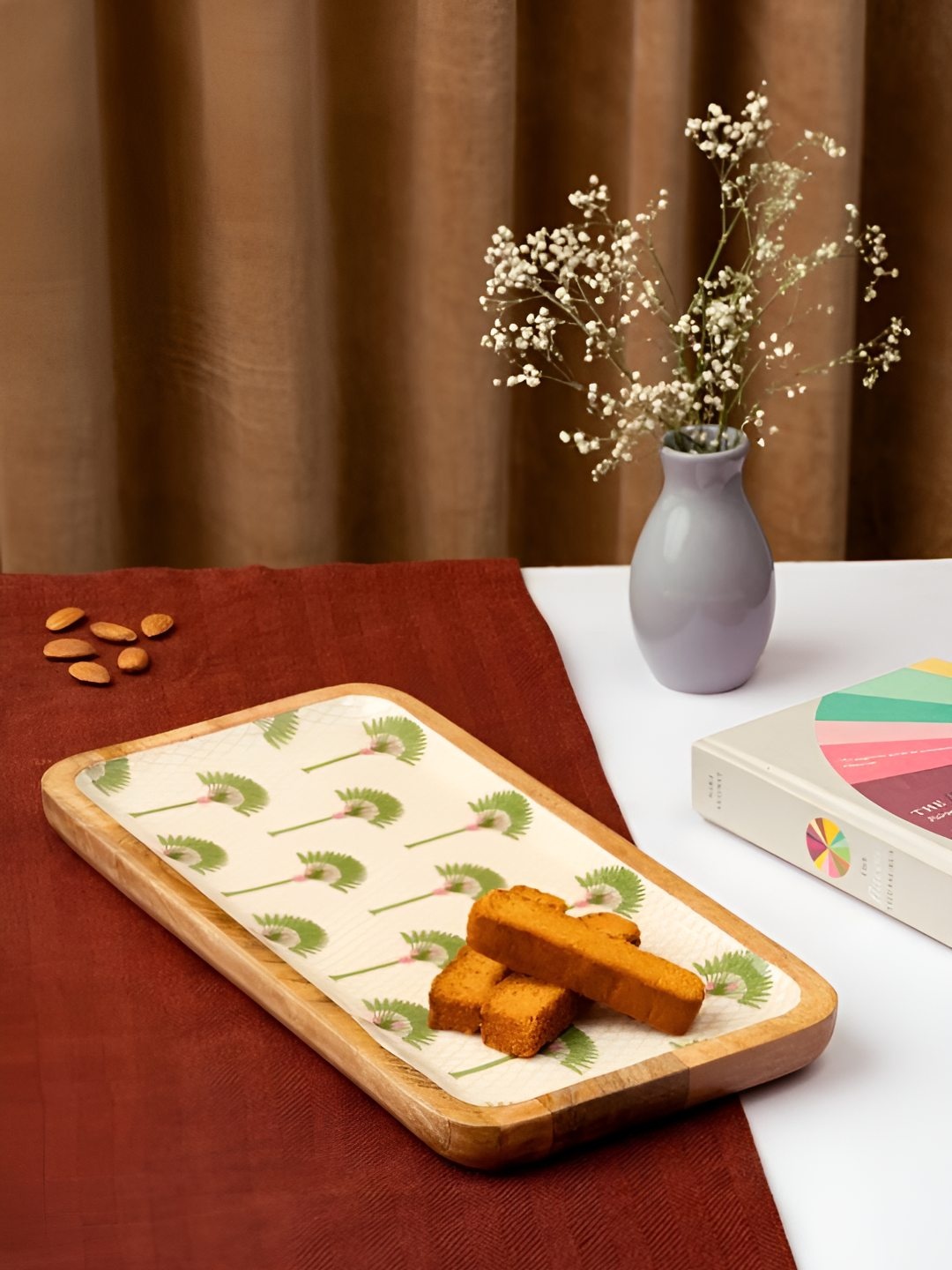 

The Pitara Project Brown 2024 Wood 1 Pieces Dishwasher Safe Food Platter