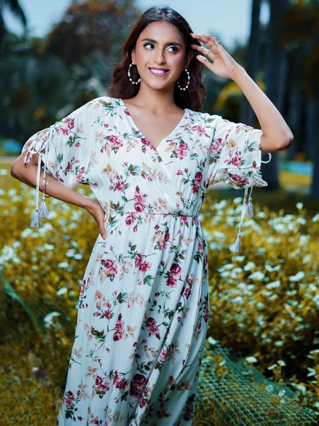 

Shades of Sabi Floral Print Maxi Dress, White