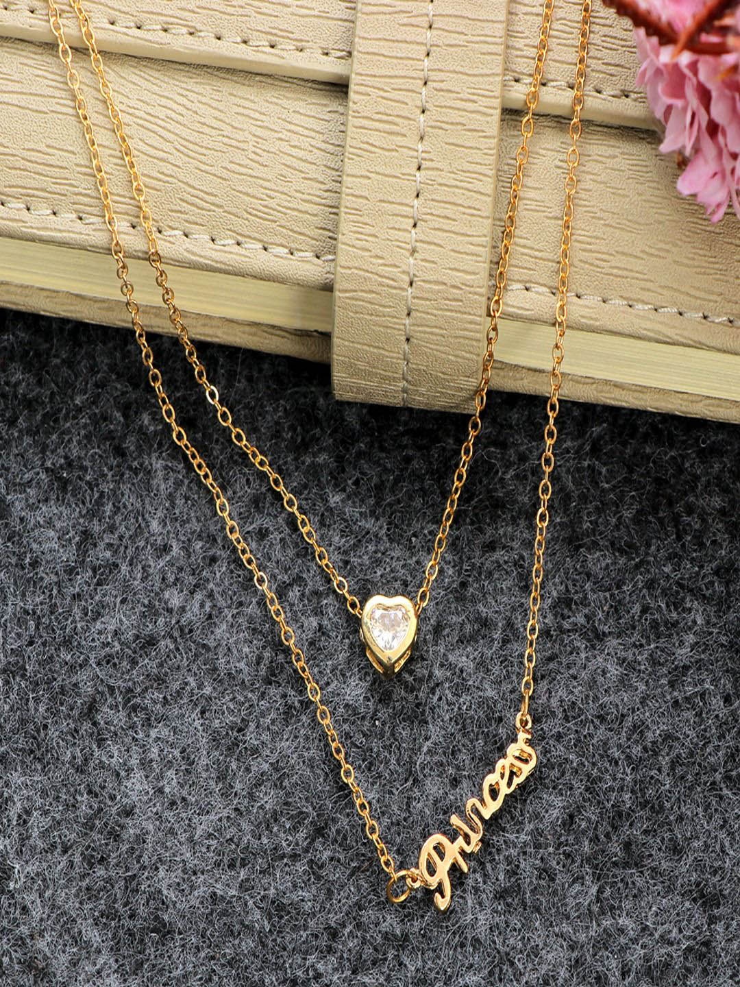 

DressBerry Gold-Plated Artificial Stone Studded Layered Necklace