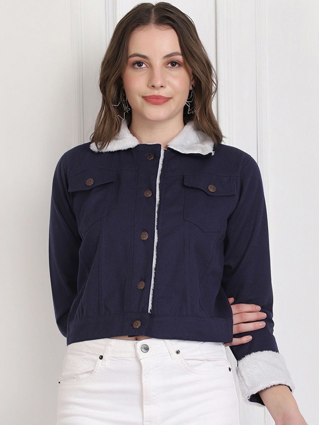 

DIMPY GARMENTS Women Lightweight Denim Jacket, Navy blue