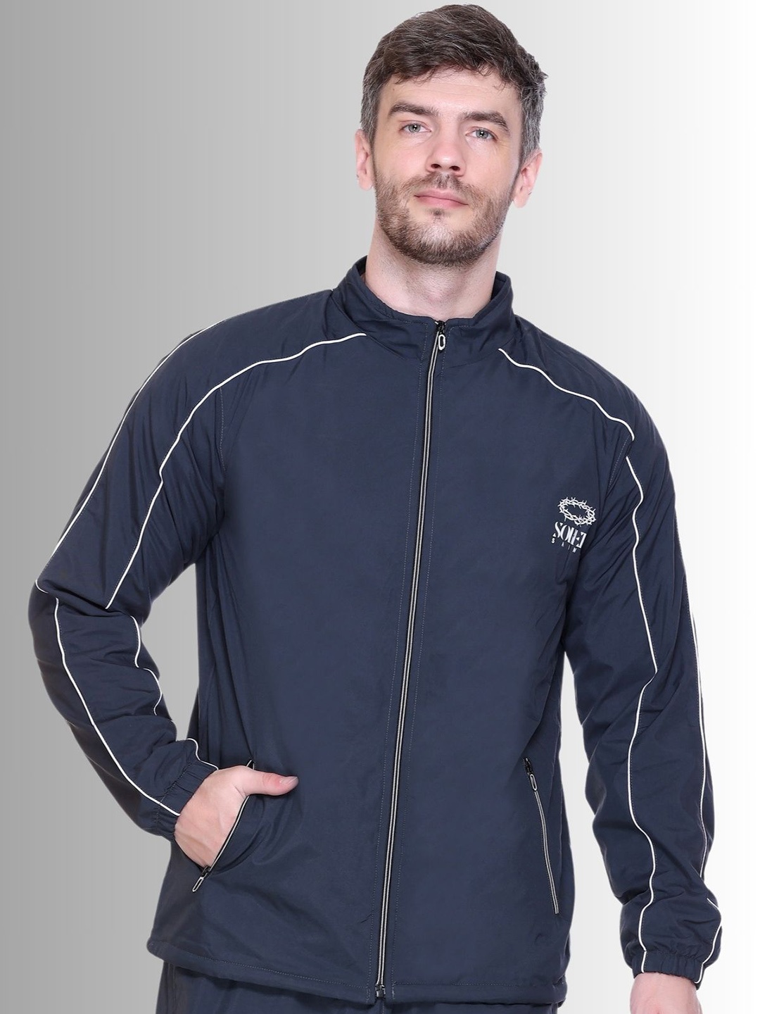 

SOBERSAINT Men Lightweight Outdoor Open Front Jacket, Navy blue