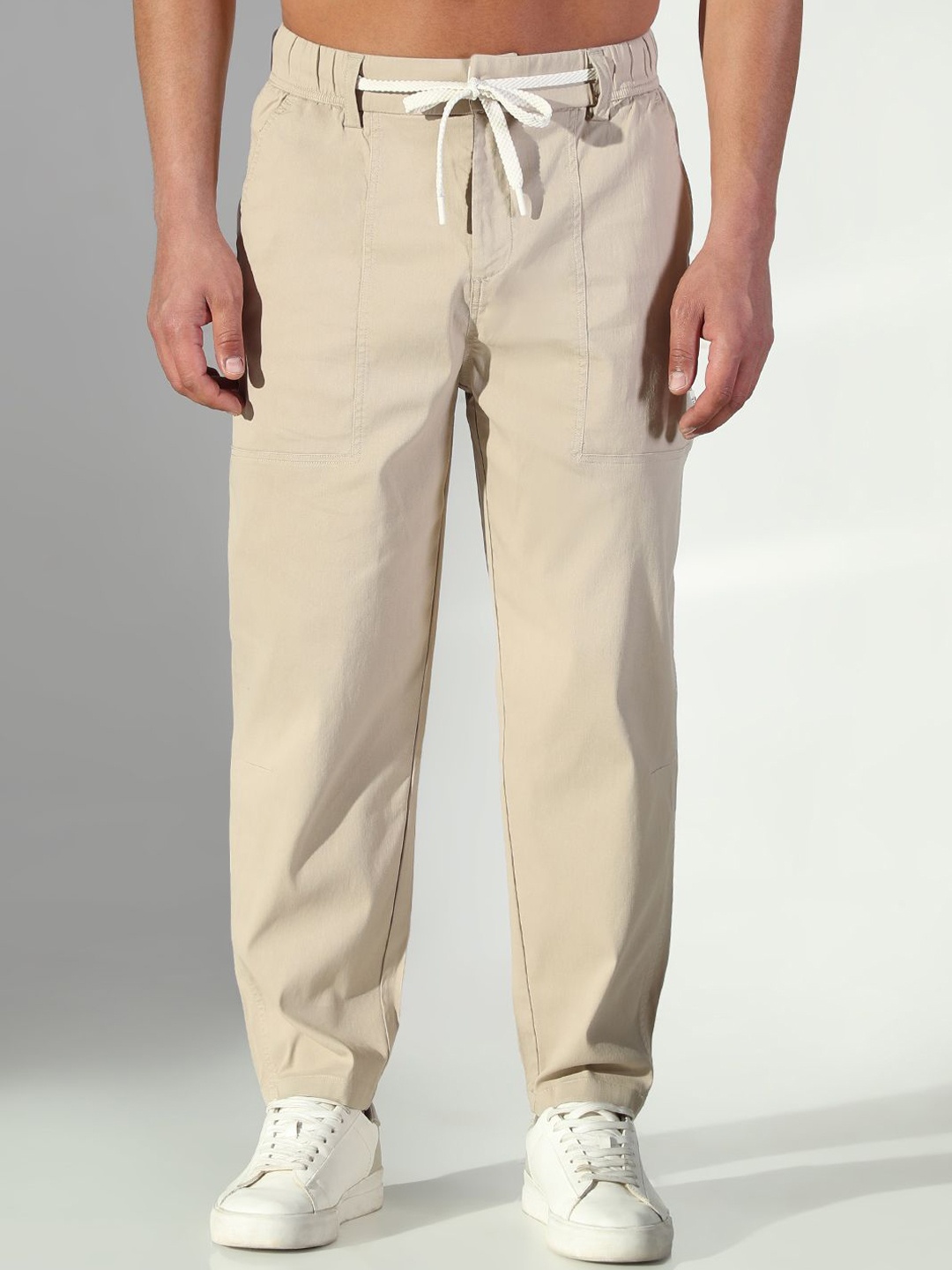 

SHOWOFF Men Comfort Low-Rise Regular Fit Korean Pants, Beige