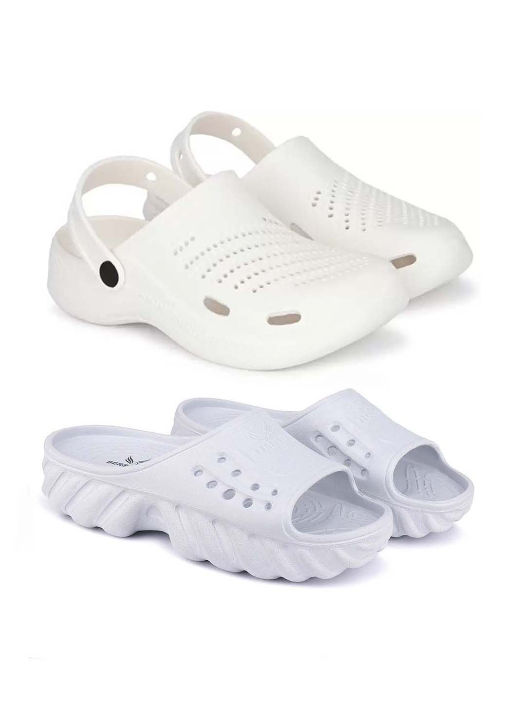 

BERSACHE Men Clogs, White