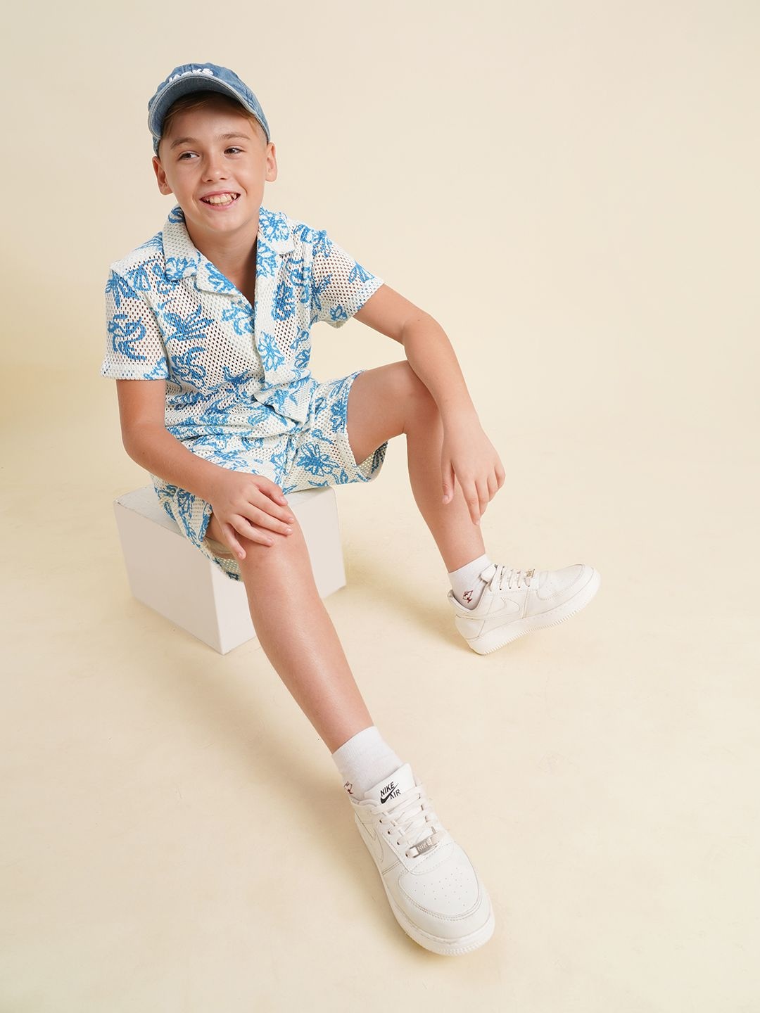 

Jack & Jones Junior Boys Cuban Collar Floral Printed Cotton Casual Shirt, White