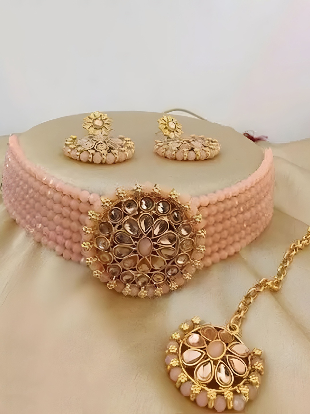

JMBW INTERNATIONAL Set Of 2 Gold Plated Stone Studded & Beaded Jewellery Sets