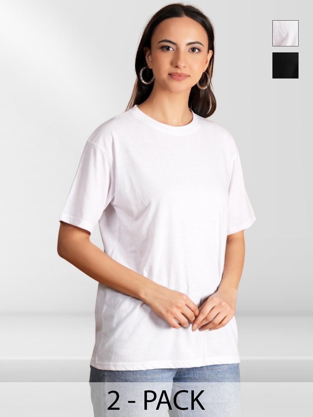 

BAESD Women 2 Printed Drop-Shoulder Sleeves Pockets T-shirt, Multi