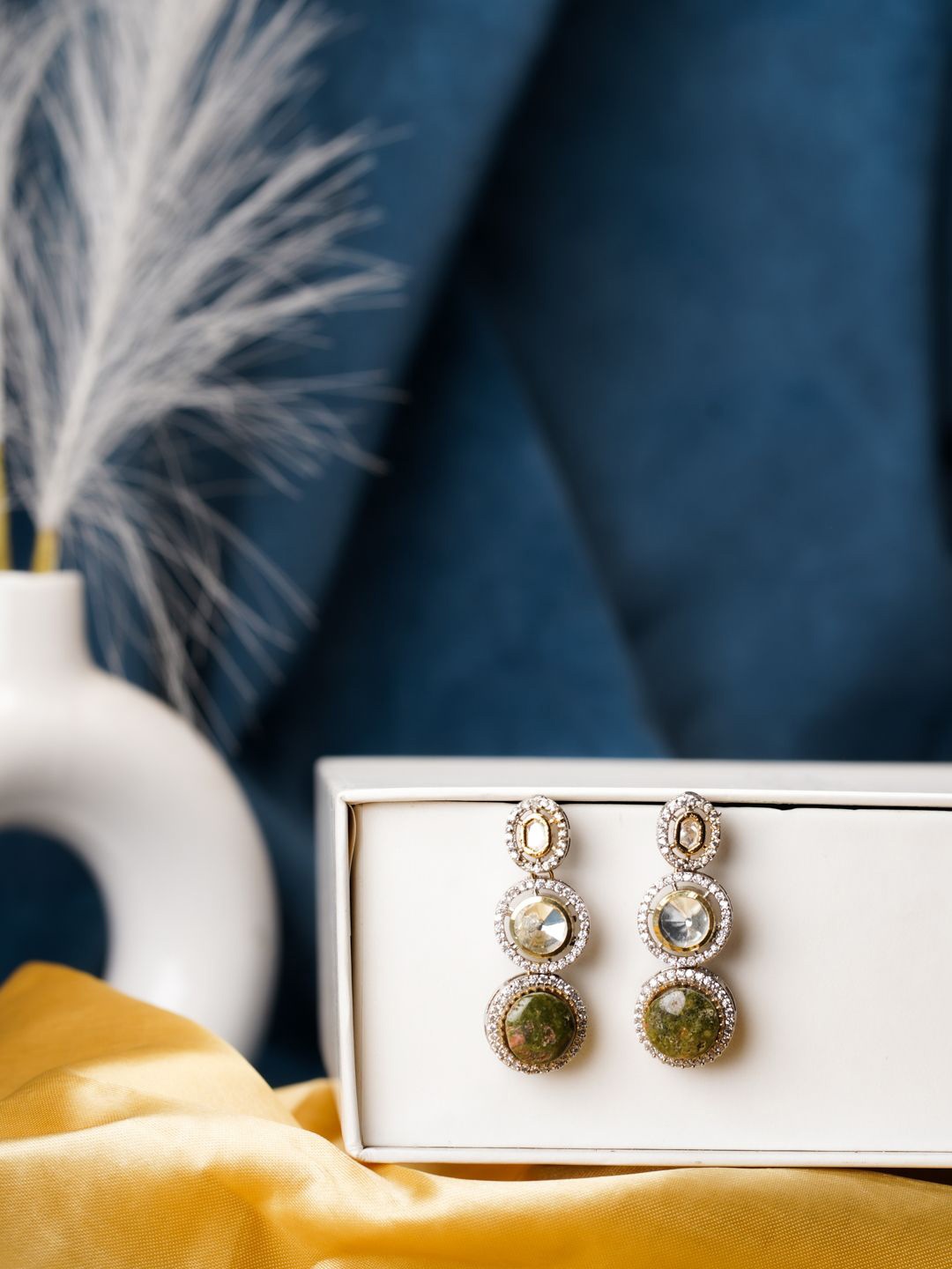 

AARSEE OFFICIAL Anti-Tarnish 22KT Gold Plated Aurora Hued Earrings, Silver