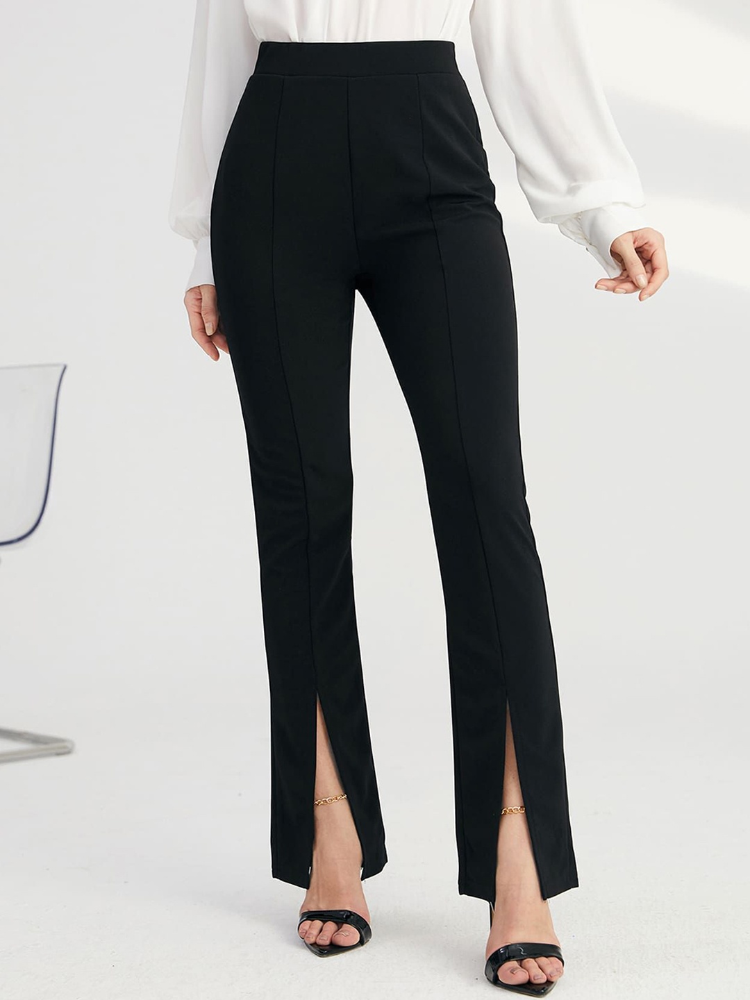 

HIGH BUY Women Relaxed High-Rise Joggers Trousers, Black