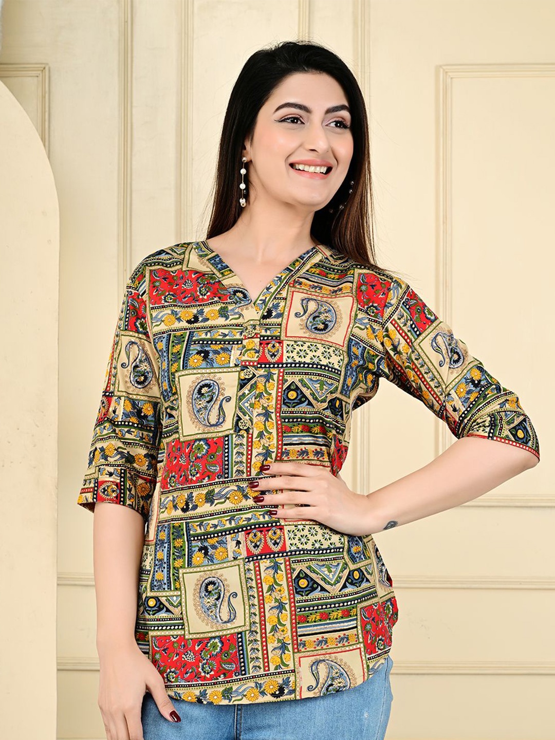 

FebQ Print Top, Grey