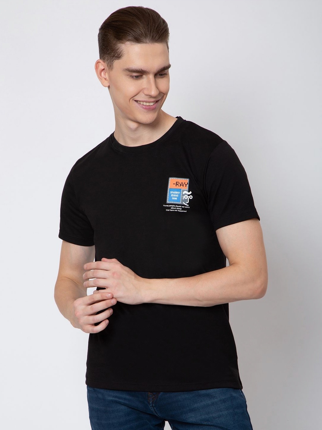 

Sparky Men Pockets Slim Fit T-shirt, Black