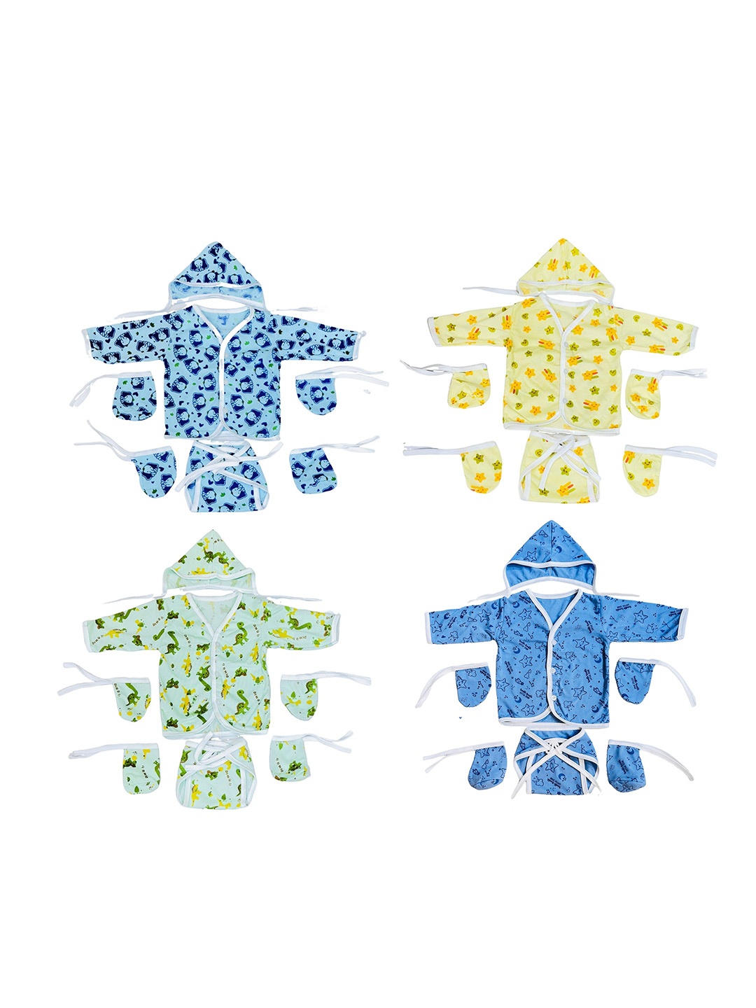 

Fareto Infant Pack Of 4 Cartoon Printed Pure Cotton Shirt With Shorts, Blue