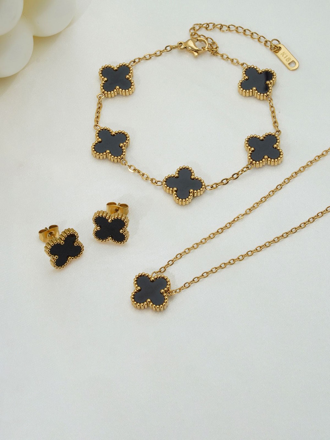 

Jewels Galaxy Gold-Plated Anti Tarnish Clover Jewellery Set
