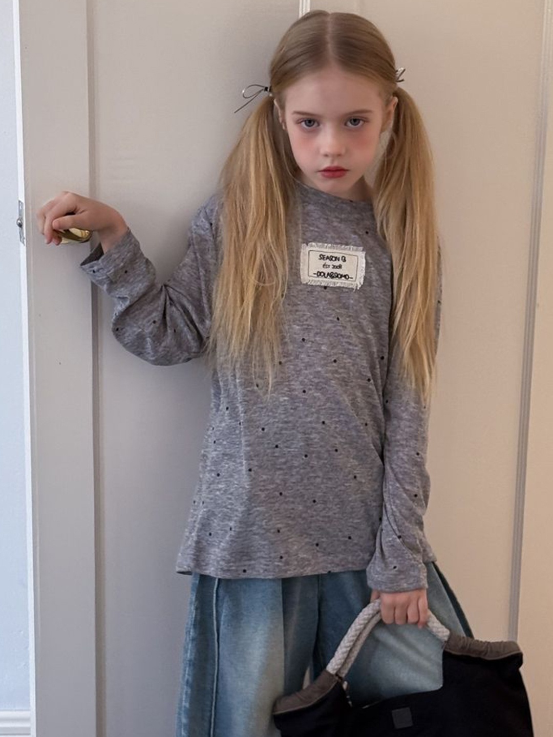 

LULU & SKY Girls Extended Sleeves T-shirt, Grey