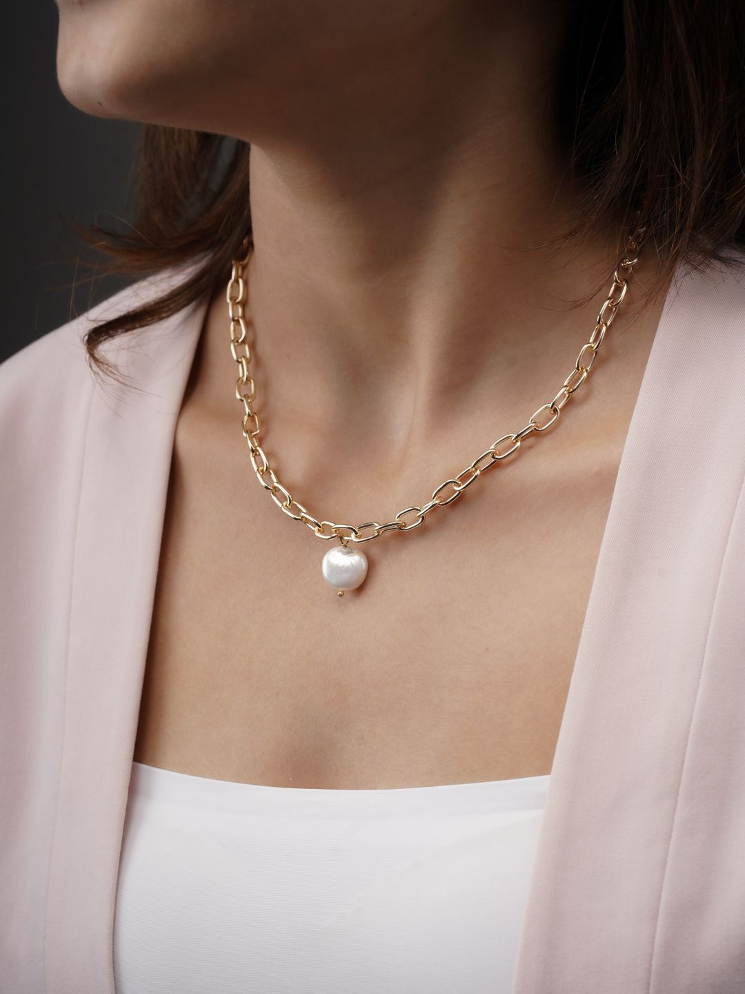 

AARSEE OFFICIAL Anti-Tarnish 22KT Gold-Plated Coin Pearl Necklace