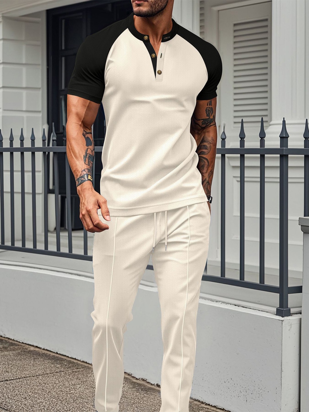 

StyleCast x Revolte T-Shirt And Trousers Co-Ords, Beige