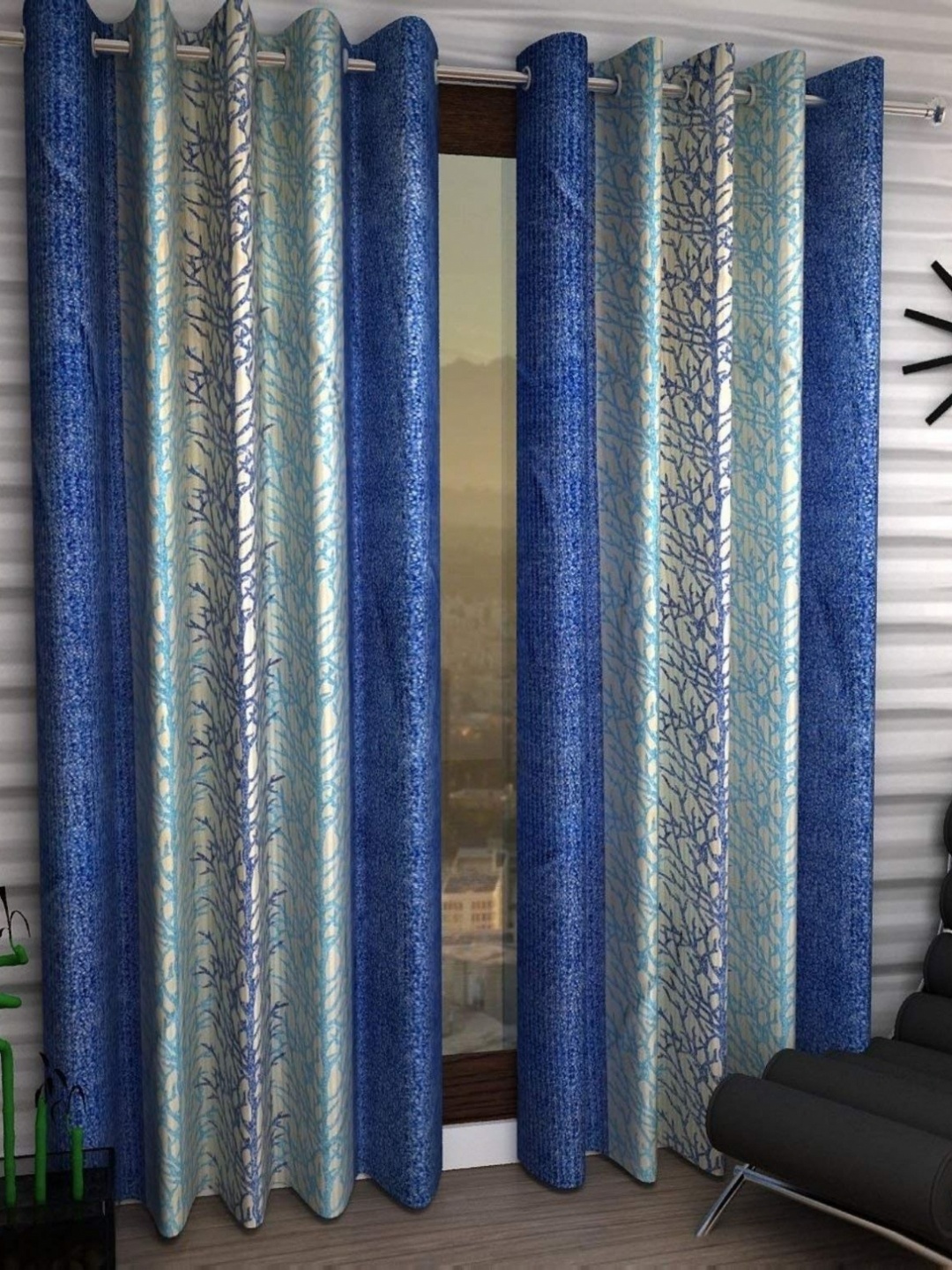 

Galaxy Home Decor Blue Set of 2 Window Curtain