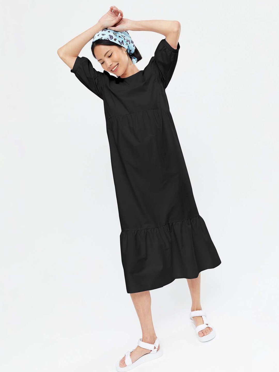 

Jash Creation Applique Crepe Fit & Flare Maxi Dress, Black